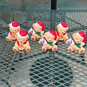 Kurt Adler Santa Teddy Bear Ornaments - Red and Tan